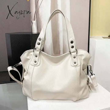 Women's Black Large Shoulder Bag Quality Pu Leather Lychee Pattern Ladies Soft Tote Handbag Female Roomy Commuter Crossbody Bags